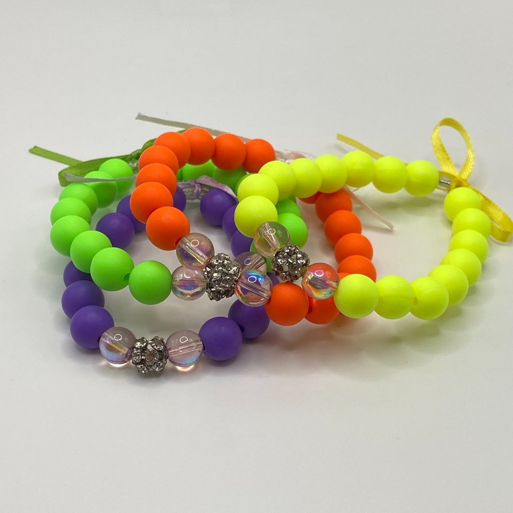 N Yellow Children's Bling Thin Ribbon Bracelet and Earrings(Touched By Promise)